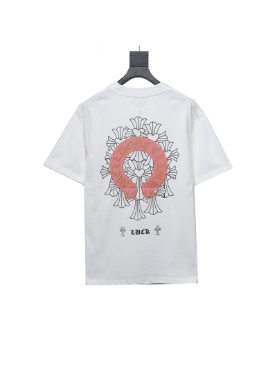 Chrome HeartsCH Sanskrit cross round T-Shirts T-shirt white 02