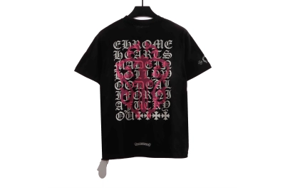 Chrome Hearts Back Holy Sword Overlap Print T-Shirts Black 02