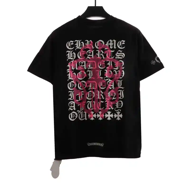  Chrome Hearts Back Holy Sword Overlap Print T-Shirts Black