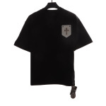 Chrome Hearts Chest Leather Label Cross Silver Decorated T-Shirts Black