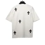  Chrome Hearts Chest Leather Label Cross Silver Decorated T-Shirts White