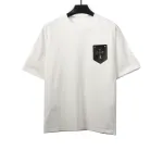  Chrome Hearts Chest Leather Label Cross Silver Decorated T-Shirts White