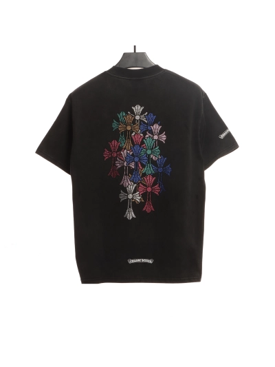 Chrome Hearts Colored Cross Hot Diamond T-Shirts 02