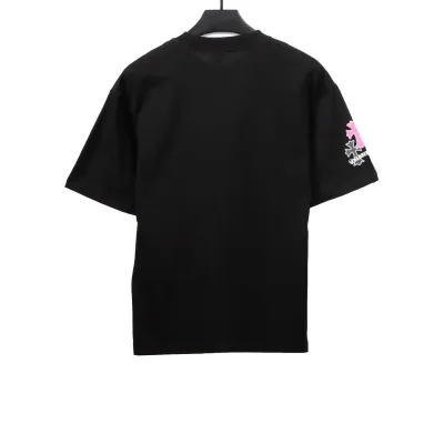  Chrome Hearts Colored Metal Cross Leather Sticker T-Shirts Black 02