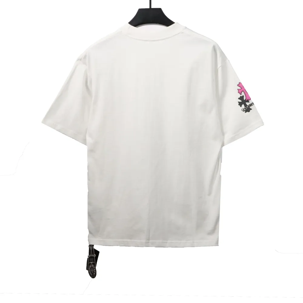 Chrome Hearts Colored Metal Cross Leather Sticker T-Shirts White