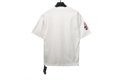 Chrome Hearts Colored Metal Cross Leather Sticker T-Shirts White 02