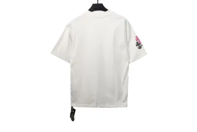 Chrome Hearts Colored Metal Cross Leather Sticker T-Shirts White 02
