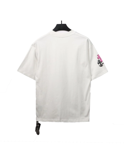 Chrome Hearts Colored Metal Cross Leather Sticker T-Shirts White 02