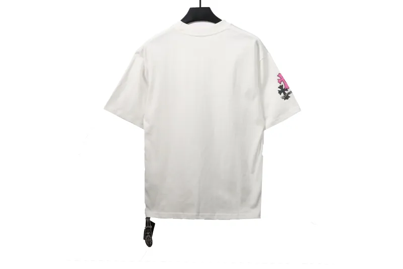 Chrome Hearts Colored Metal Cross Leather Sticker T-Shirts White