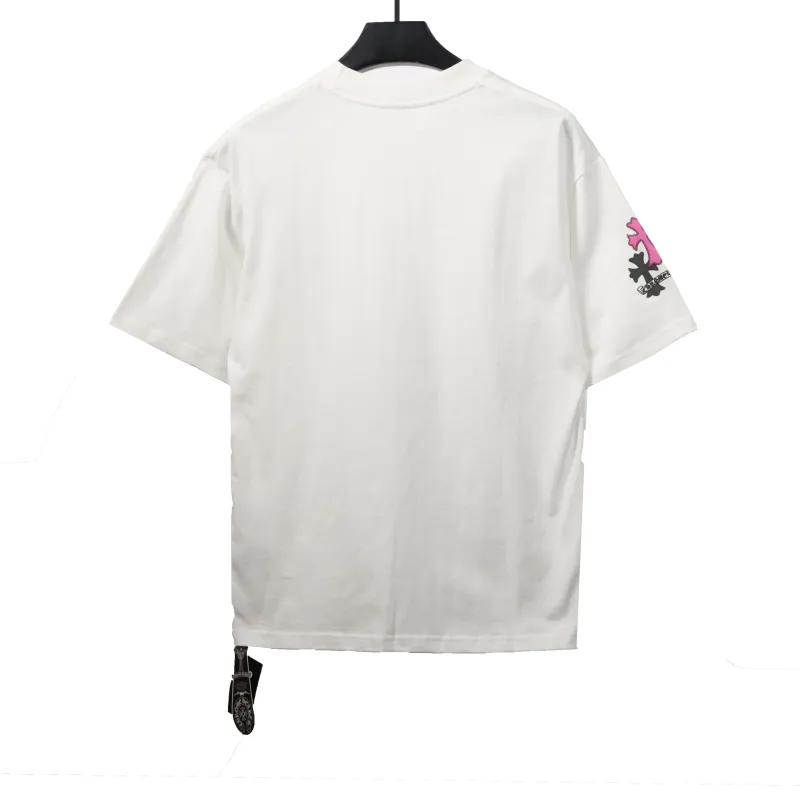 Chrome Hearts Colored Metal Cross Leather Sticker T-Shirts White