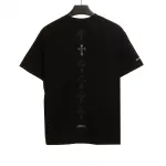  Chrome Hearts Cross Leather Silver Embroidered Sanskrit T-Shirts Black
