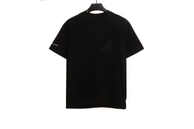 Chrome Hearts Cross Leather Silver Embroidered Sanskrit T-Shirts Black 01