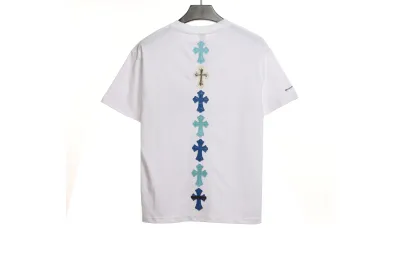 Chrome Hearts Cross Leather Silver Embroidered Sanskrit T-Shirts White 02