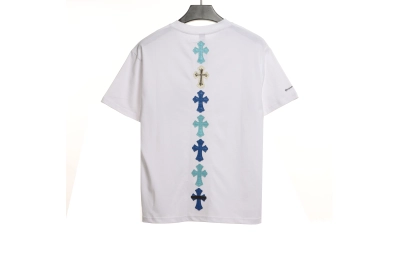 Chrome Hearts Cross Leather Silver Embroidered Sanskrit T-Shirts White 02