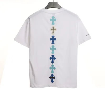 Chrome Hearts Cross Leather Silver Embroidered Sanskrit T-Shirts White 02