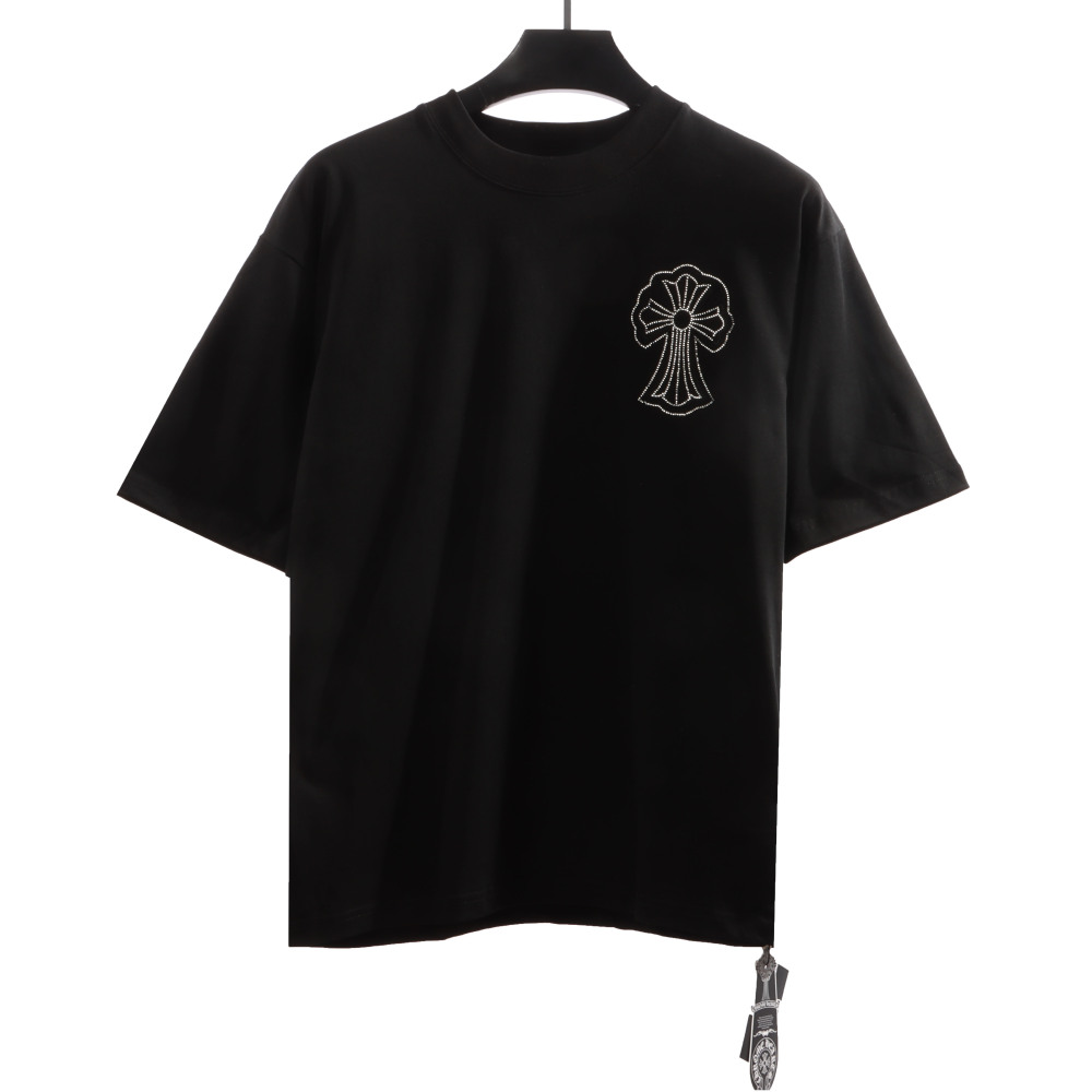  Chrome Hearts Cross Sanskrit Scroll Diamond Inlaid T-Shirts Black