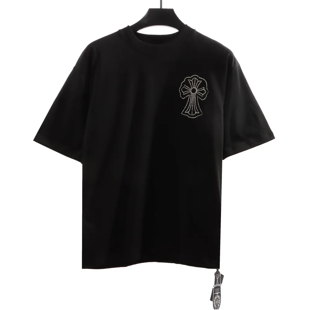 Chrome Hearts Cross Sanskrit Scroll Diamond Inlaid T-Shirts Black