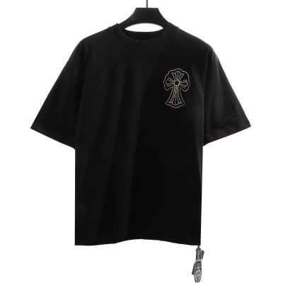 Chrome Hearts Cross Sanskrit Scroll Diamond Inlaid T-Shirts Black 01