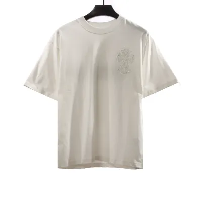 Chrome Hearts Cross Sanskrit Scroll Diamond Inlaid T-Shirts White 01
