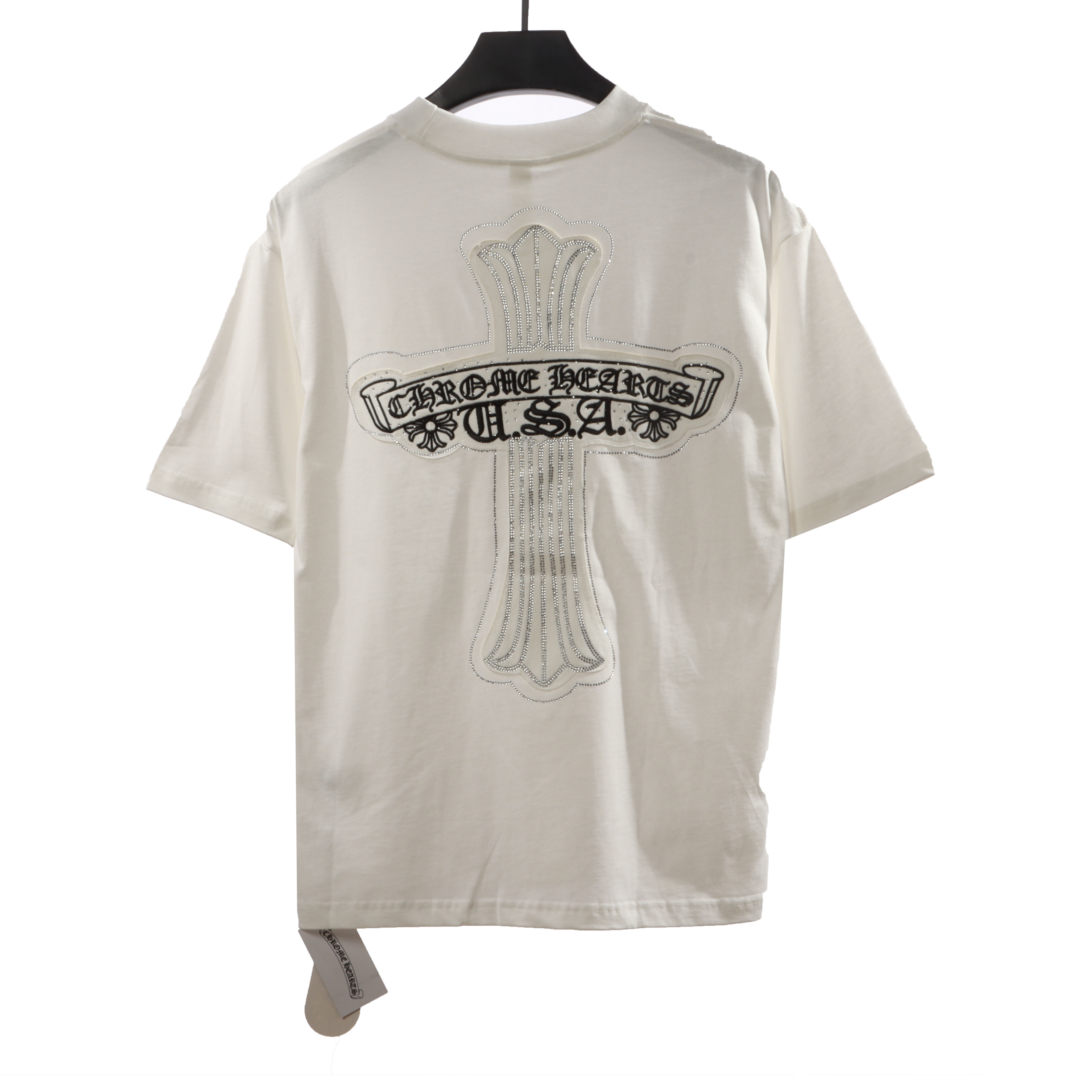 Chrome Hearts Cross Sanskrit Scroll Diamond Inlaid T-Shirts White