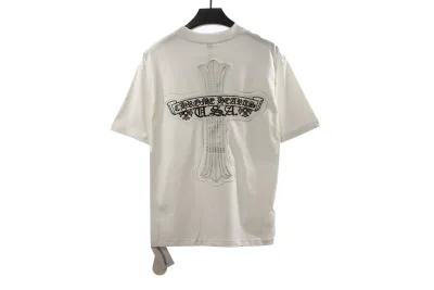 Chrome Hearts Cross Sanskrit Scroll Diamond Inlaid T-Shirts White 02