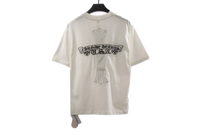 Chrome Hearts Cross Sanskrit Scroll Diamond Inlaid T-Shirts White 02