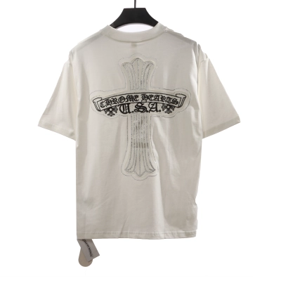Chrome Hearts Cross Sanskrit Scroll Diamond Inlaid T-Shirts White 02
