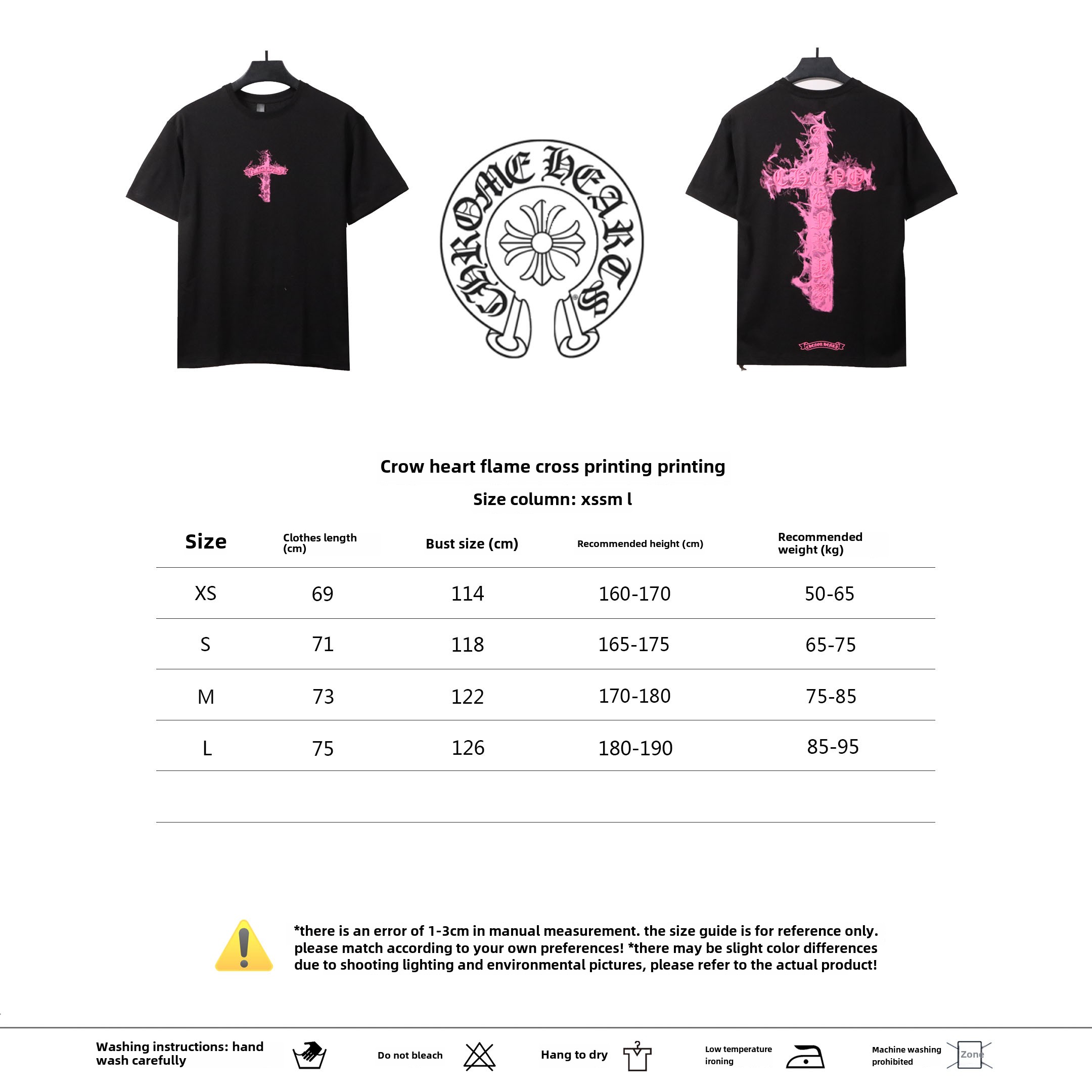  Chrome Hearts Flame Cross Print T-Shirts