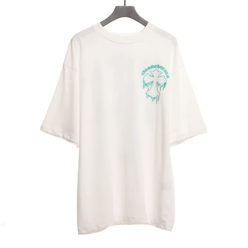  Chrome Hearts fluid Sanskrit large cross T-Shirts white