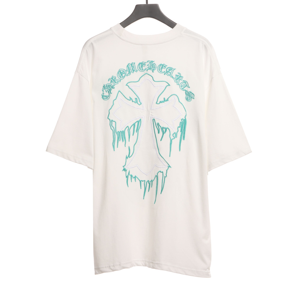  Chrome Hearts fluid Sanskrit large cross T-Shirts white
