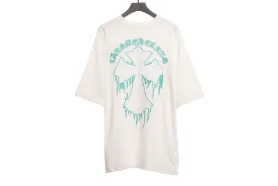 Chrome Hearts fluid Sanskrit large cross T-Shirts white 02
