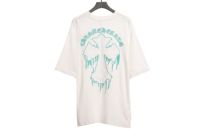 Chrome Hearts fluid Sanskrit large cross T-Shirts white 02