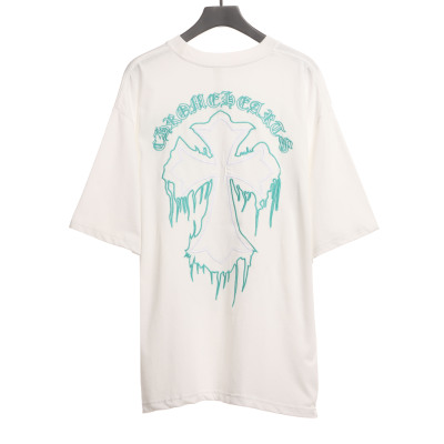  Chrome Hearts fluid Sanskrit large cross T-Shirts white 02