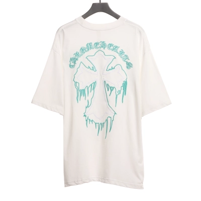Chrome Hearts fluid Sanskrit large cross T-Shirts white 02
