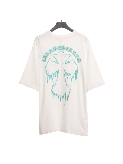 Chrome Hearts fluid Sanskrit large cross T-Shirts white 02