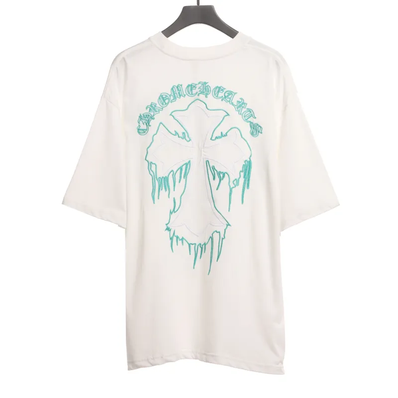  Chrome Hearts fluid Sanskrit large cross T-Shirts white