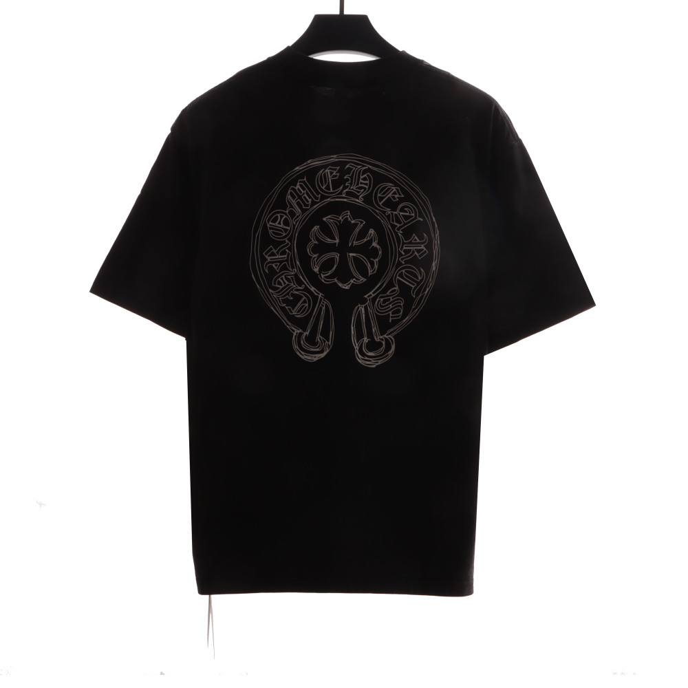 Chrome Hearts Neckline Sanskrit Horseshoe Print T-Shirts Black