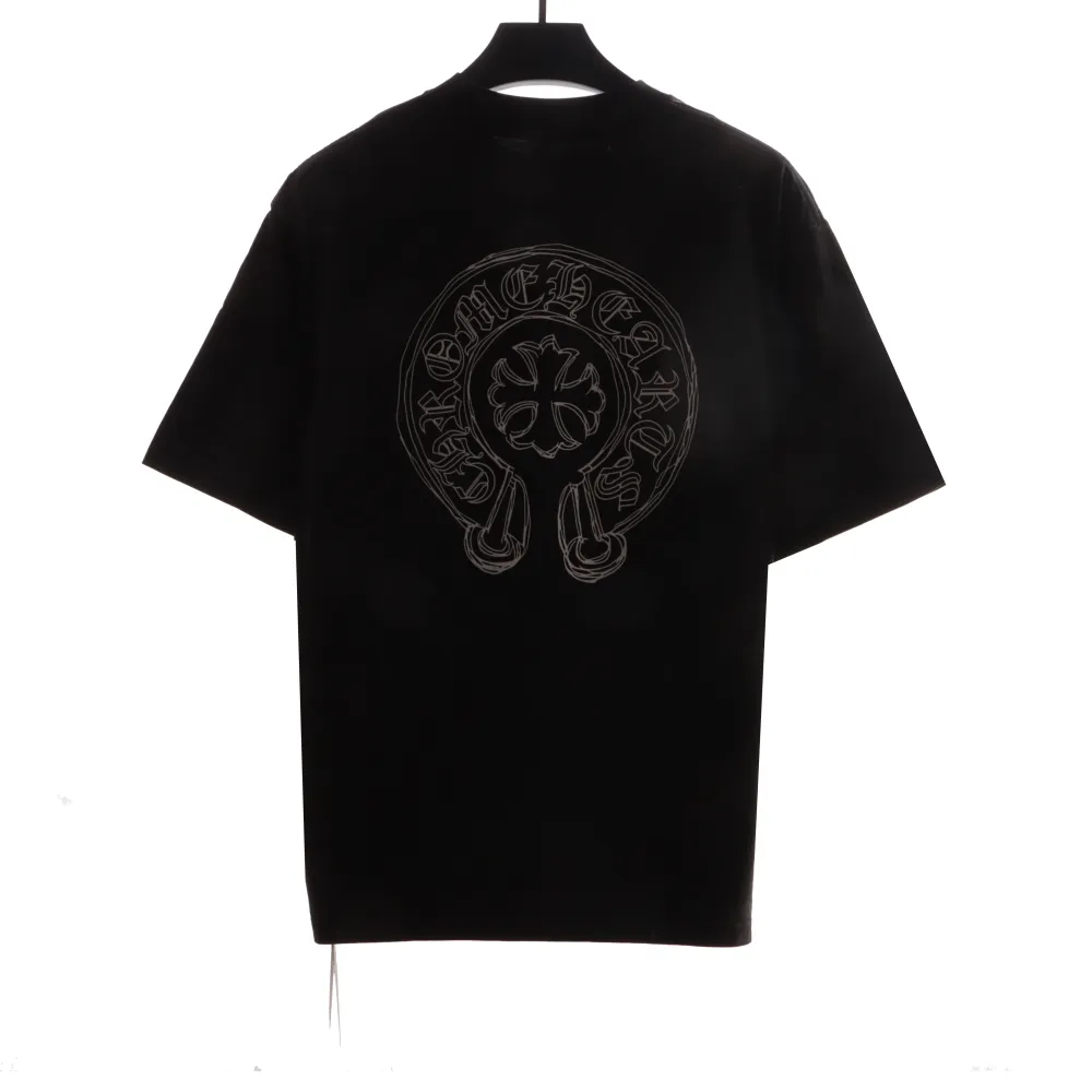 Chrome Hearts Neckline Sanskrit Horseshoe Print T-Shirts Black