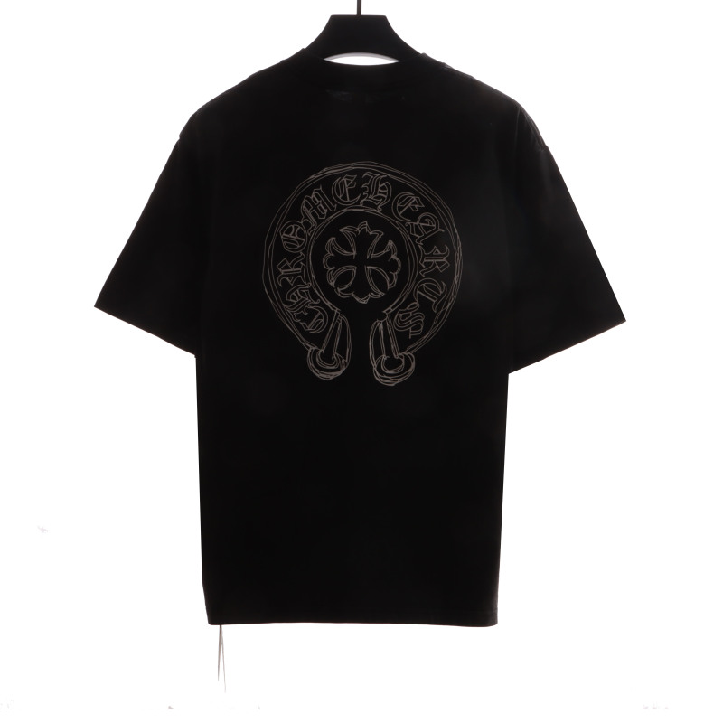 Chrome Hearts Neckline Sanskrit Horseshoe Print T-Shirts Black