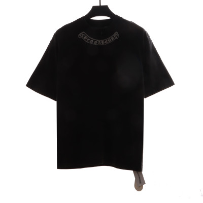 Chrome Hearts Neckline Sanskrit Horseshoe Print T-Shirts Black 01