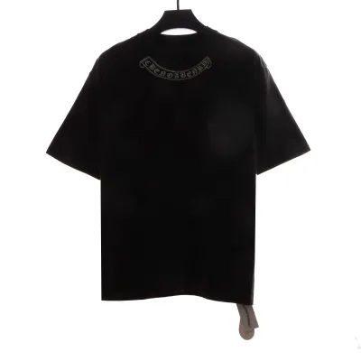 Chrome Hearts Neckline Sanskrit Horseshoe Print T-Shirts Black 01