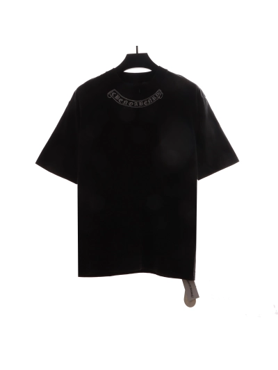 Chrome Hearts Neckline Sanskrit Horseshoe Print T-Shirts Black 01