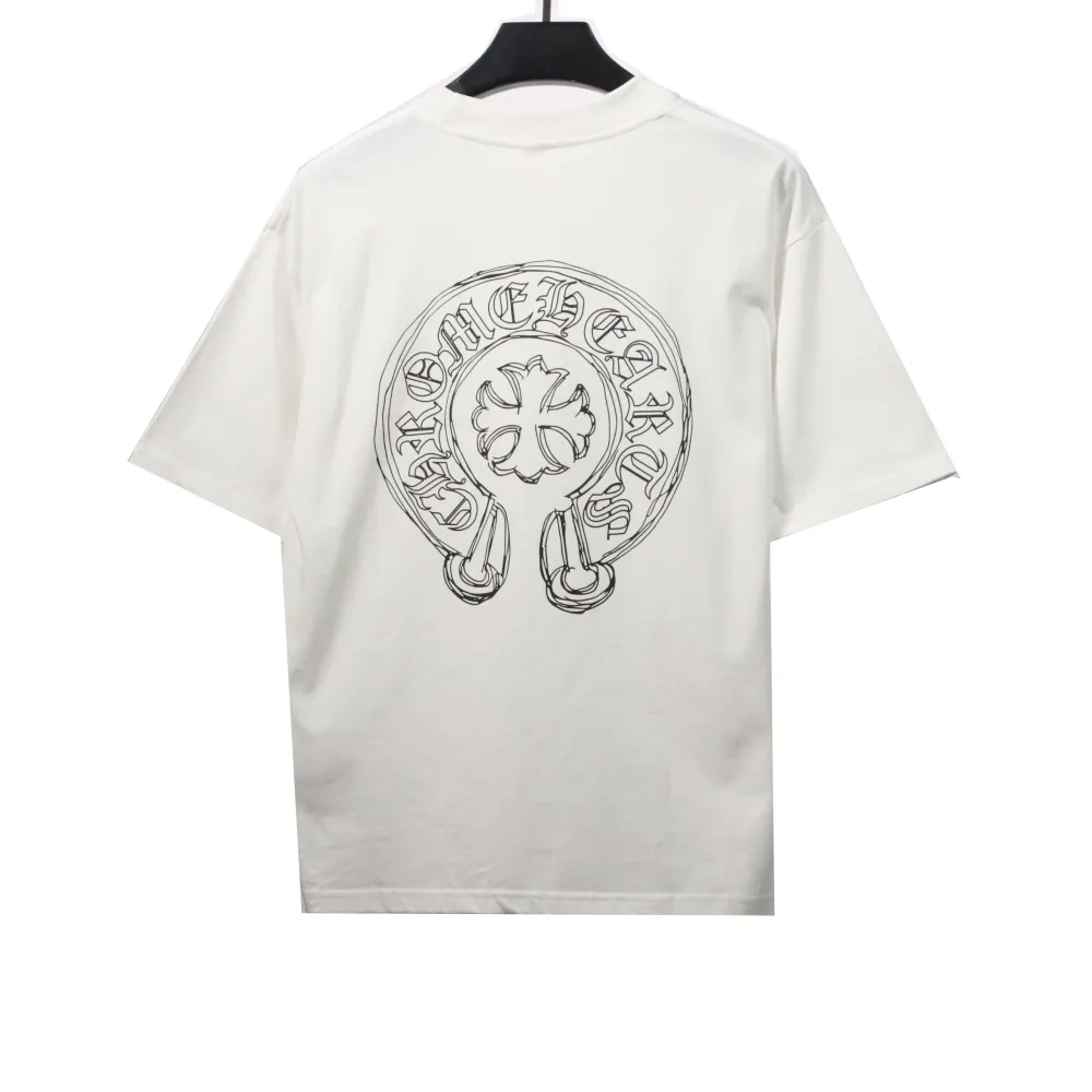Chrome Hearts Neckline Sanskrit Horseshoe Print T-Shirts White