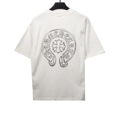Chrome Hearts Neckline Sanskrit Horseshoe Print T-Shirts White 02