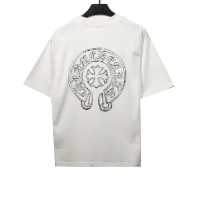 Chrome Hearts Neckline Sanskrit Horseshoe Print T-Shirts White 02