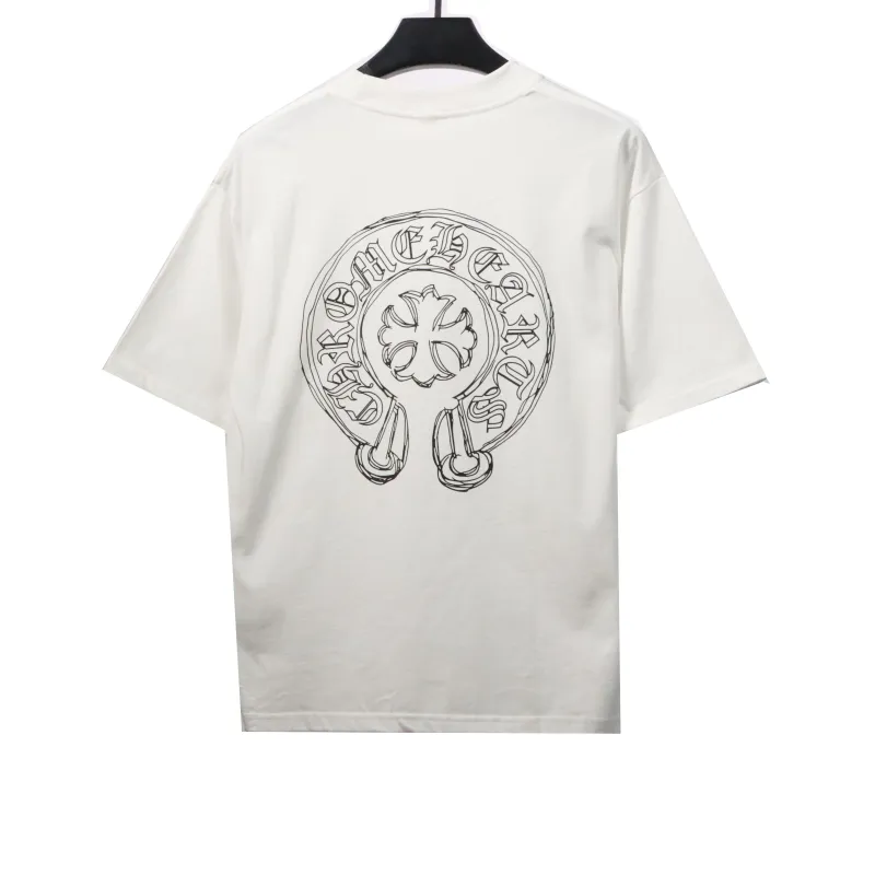 Chrome Hearts Neckline Sanskrit Horseshoe Print T-Shirts White