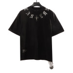 Chrome Hearts Neckline Sanskrit Hot Diamond T-Shirts Black