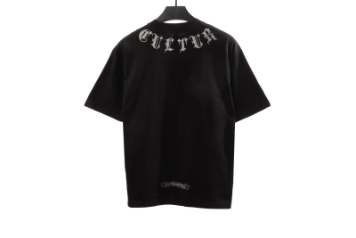 Chrome Hearts Neckline Sanskrit Hot Diamond T-Shirts Black 02