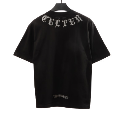 Chrome Hearts Neckline Sanskrit Hot Diamond T-Shirts Black 02