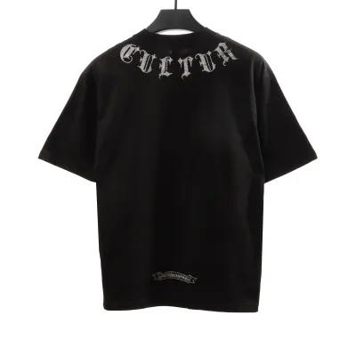 Chrome Hearts Neckline Sanskrit Hot Diamond T-Shirts Black 02